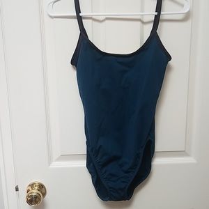 Dark teal and black leotard